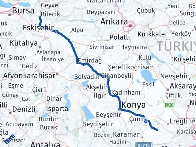 Karaman Ayrancı Bilecik Arası Kaç Km - Yol Haritası
