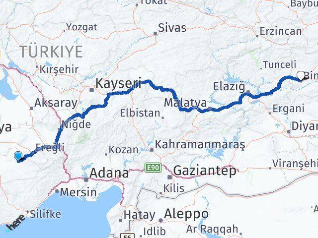 Karaman Ayrancı Bingöl Arası Kaç Km - Yol Haritası