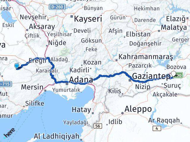 Karaman Ayrancı Şanlıurfa Arası Kaç Km - Yol Haritası
