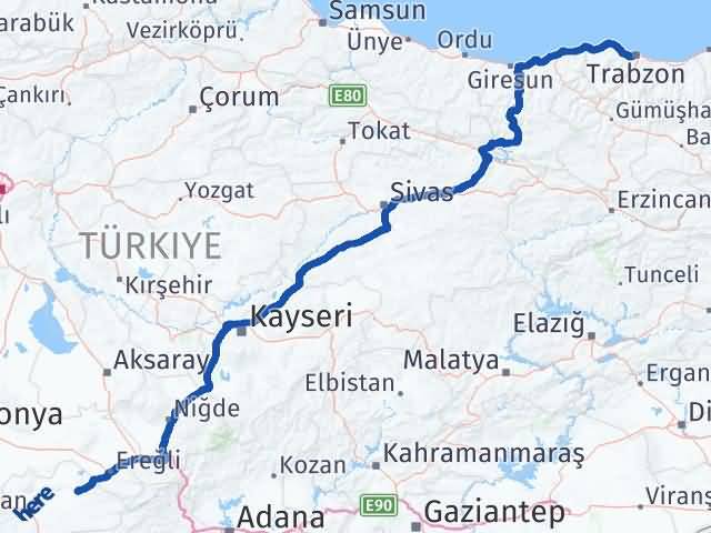 Karaman Ayrancı Trabzon Arası Kaç Km - Yol Haritası