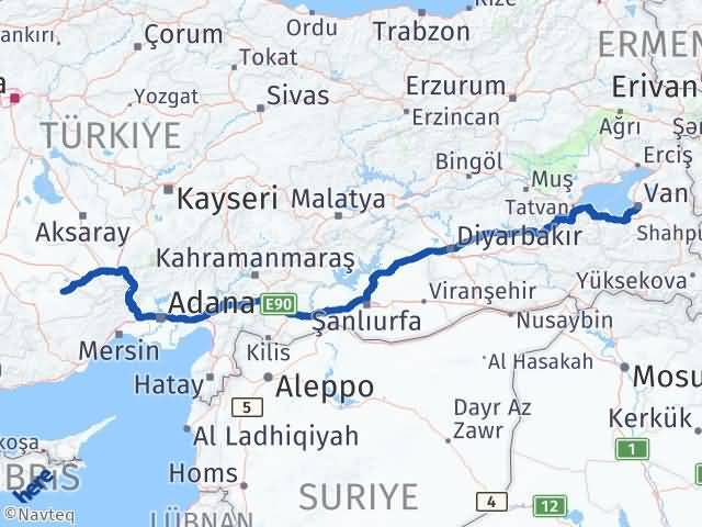 Karaman Ayrancı Van Arası Kaç Km - Yol Haritası