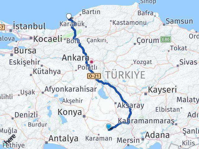 Karaman Ayrancı Zonguldak Arası Kaç Km - Yol Haritası
