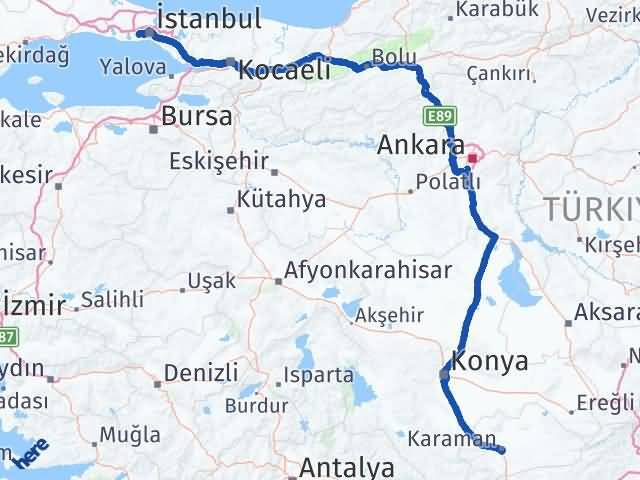 Karaman Bağcılar İstanbul Arası Kaç Km - Yol Haritası