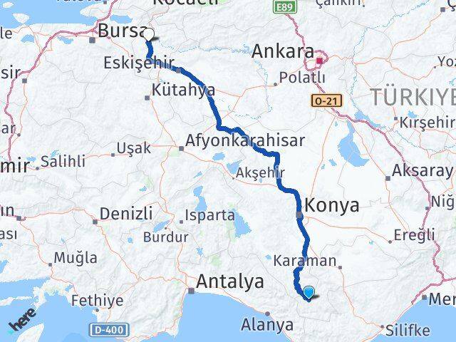 Karaman Başyayla Bilecik Arası Kaç Km - Yol Haritası
