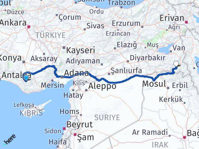 Karaman Başyayla Hakkari Arası Kaç Km - Yol Haritası
