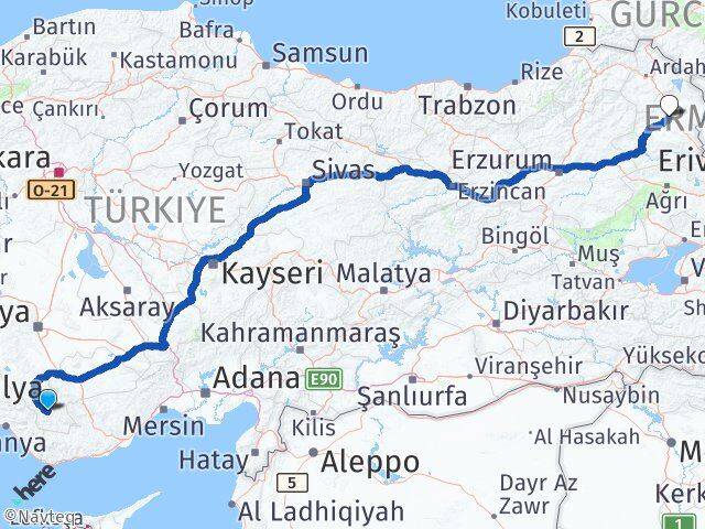 Karaman Başyayla Kars Arası Kaç Km - Yol Haritası