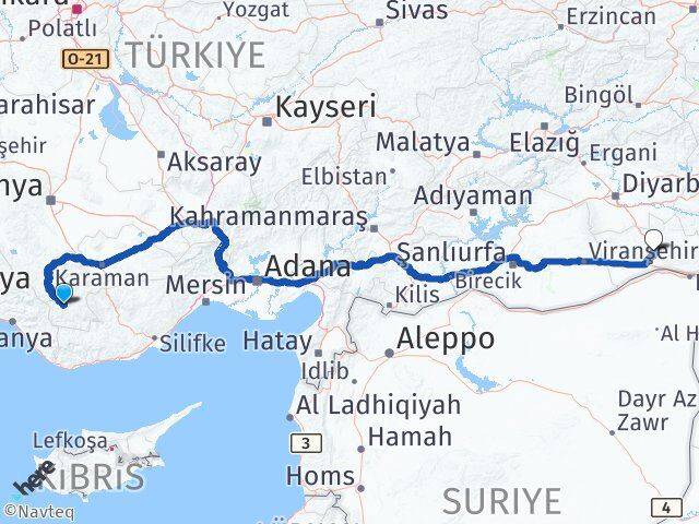 Karaman Başyayla Mardin Arası Kaç Km - Yol Haritası