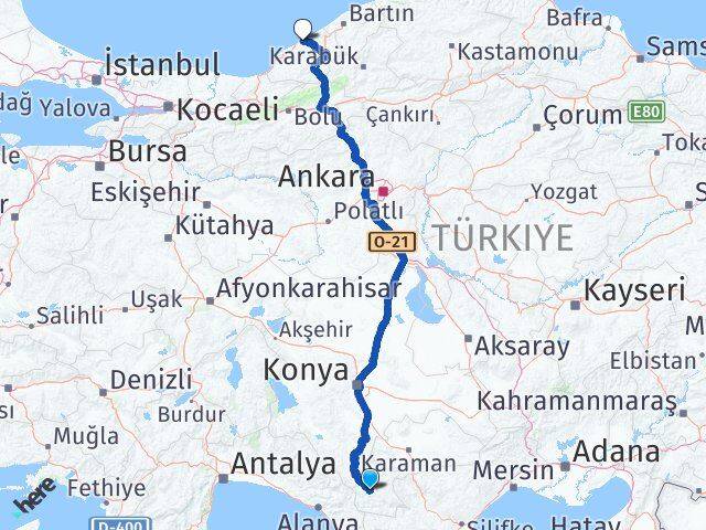 Karaman Başyayla Zonguldak Arası Kaç Km - Yol Haritası