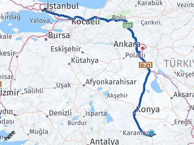 Karaman Bayrampaşa İstanbul Arası Kaç Km - Yol Haritası