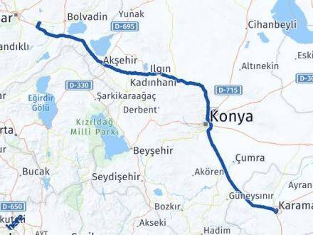 Karaman Çobanlar Afyonkarahisar Arası Kaç Km - Yol Haritası