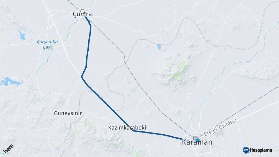 Karaman Çumra Arası Kaç Km - Yol Tarifi
