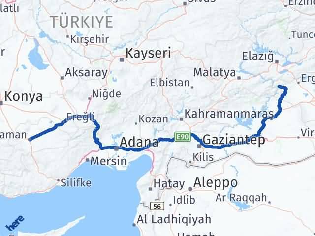 Karaman Çüngüş Diyarbakır Arası Kaç Km - Yol Haritası