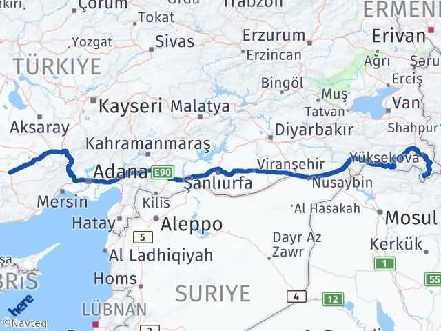 Karaman Derecik Hakkari Arası Kaç Km - Yol Haritası