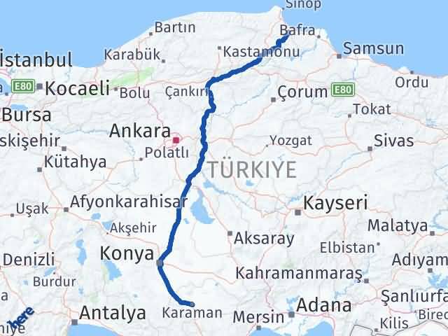 Karaman Dikmen Sinop Arası Kaç Km - Yol Haritası