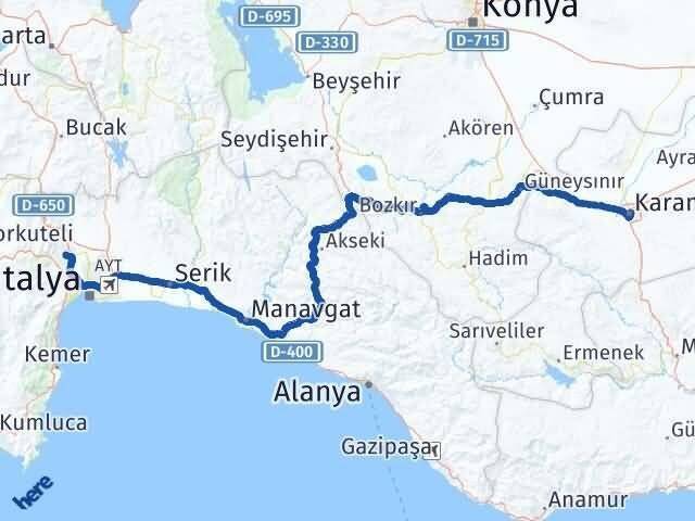 Karaman Döşemealtı Arası Kaç Km - Yol Tarifi