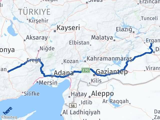 Karaman Eğil Diyarbakır Arası Kaç Km - Yol Haritası