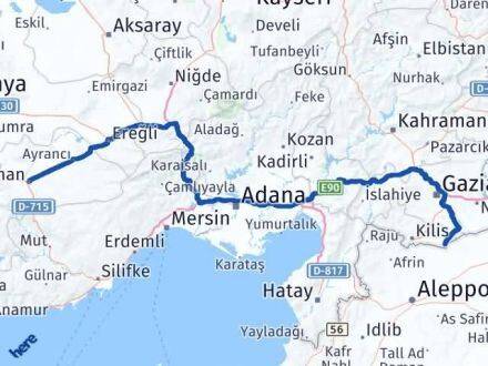 Karaman Elbeyli Kilis Arası Kaç Km - Yol Haritası