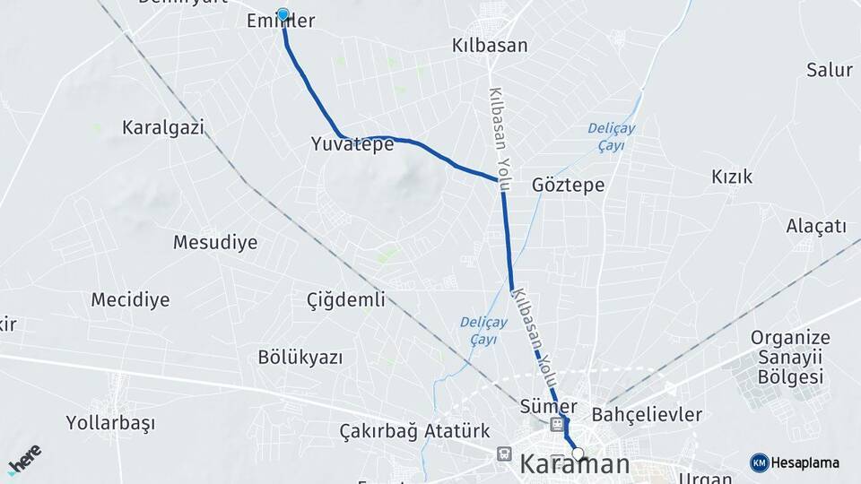 Eminler Karaman Arası Kaç Km - Yol Tarifi