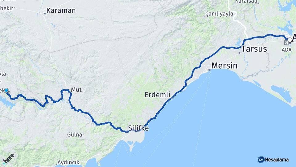 Karaman Ermenek Adana Arası Kaç Km - Yol Haritası