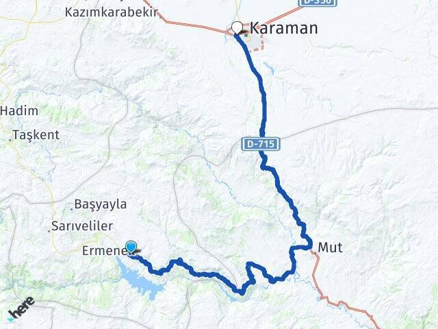 Akcamescit Karaman Otogarı Arası Kaç Km - Yol Tarifi