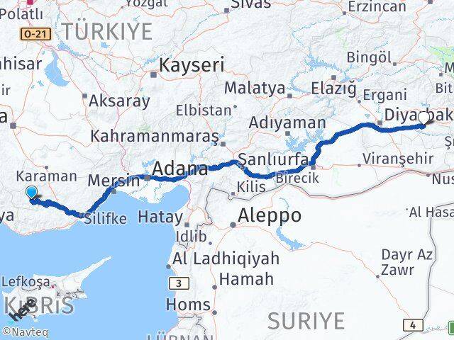 Karaman Ermenek Batman Arası Kaç Km - Yol Haritası