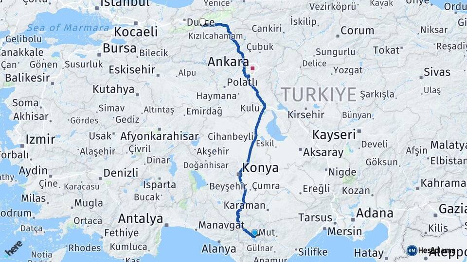 Karaman Ermenek Bolu Arası Kaç Km - Yol Haritası