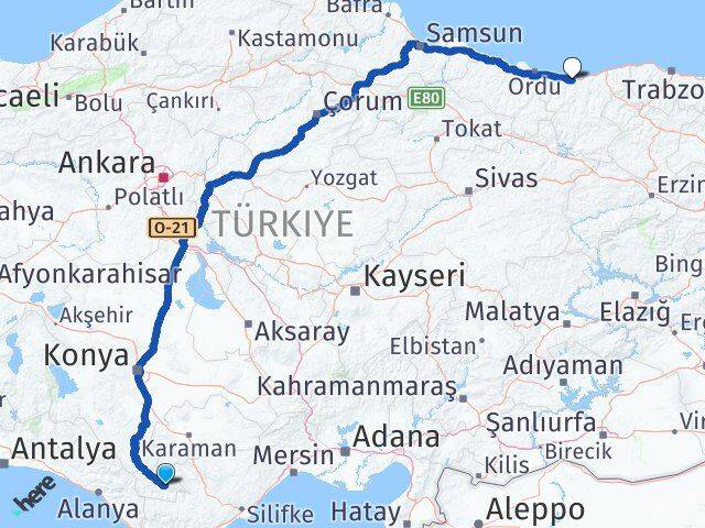 Karaman Ermenek Giresun Arası Kaç Km - Yol Haritası
