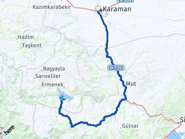 Gökçekent Karaman Otogarı Arası Kaç Km - Yol Tarifi