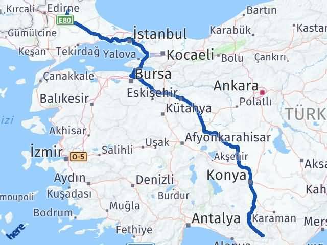 Karaman Ermenek Kırklareli Arası Kaç Km - Yol Haritası