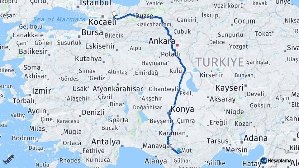 Karaman Ermenek Sakarya Arası Kaç Km - Yol Haritası