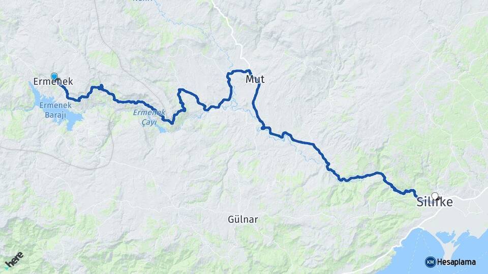 Karaman Ermenek Silifke Mersin Arası Kaç Km - Yol Haritası