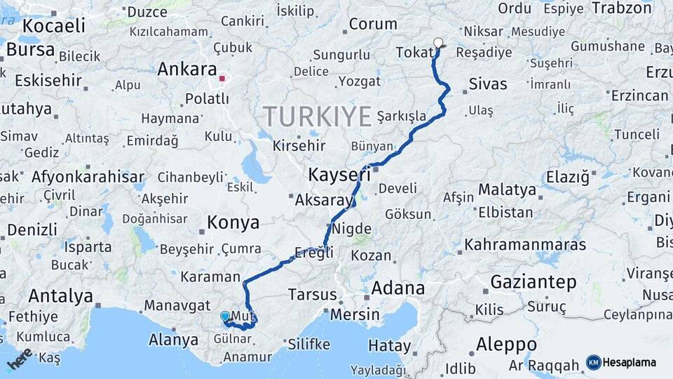 Karaman Ermenek Tokat Arası Kaç Km - Yol Haritası