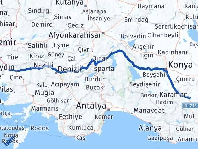 Karaman Germencik Aydın Arası Kaç Km - Yol Haritası
