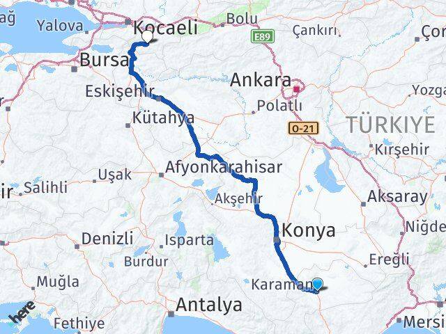 Karaman Geyve Sakarya Arası Kaç Km - Yol Haritası