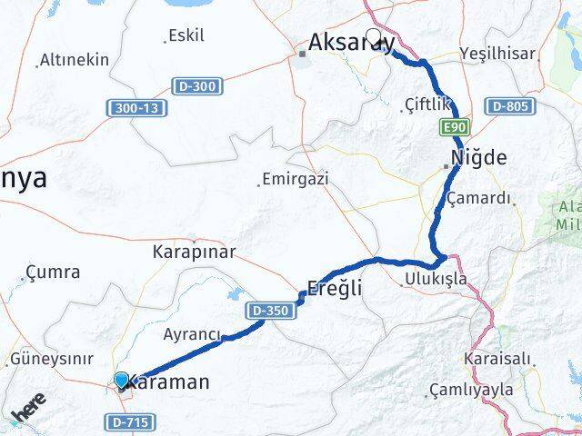 Karaman Gülağaç Aksaray Arası Kaç Km - Yol Haritası