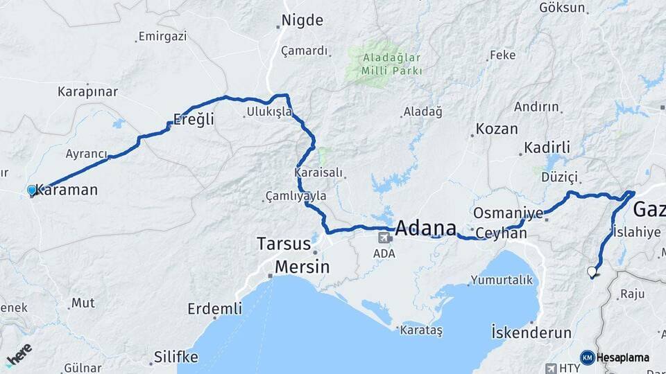 Karaman Hassa Hatay Arası Kaç Km - Yol Haritası