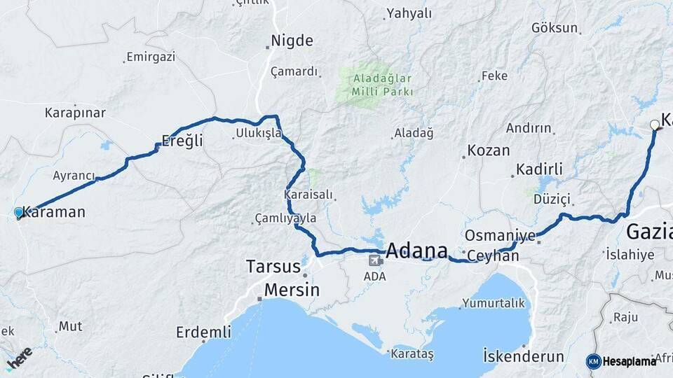 Karaman Kahramanmaraş Arası Kaç Km - Yol Haritası