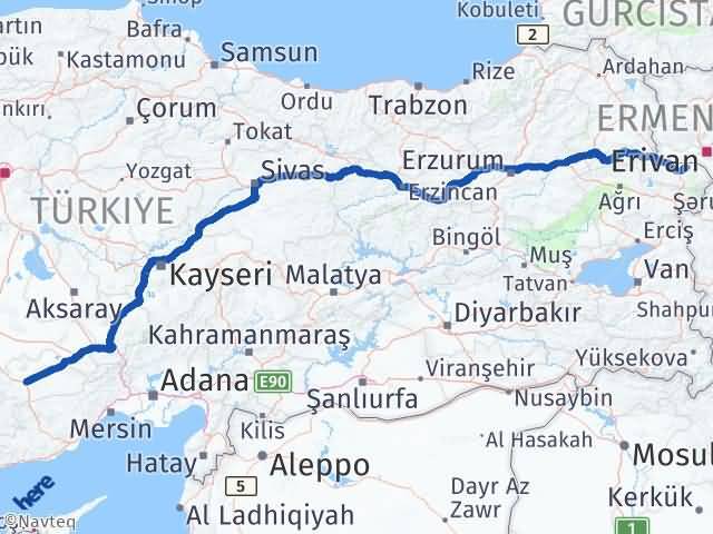 Karaman Karakoyunlu Iğdır Arası Kaç Km - Yol Haritası