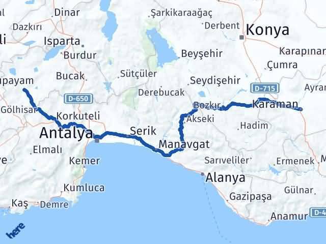 Karaman Karamanlı Arası Kaç Km - Yol Tarifi