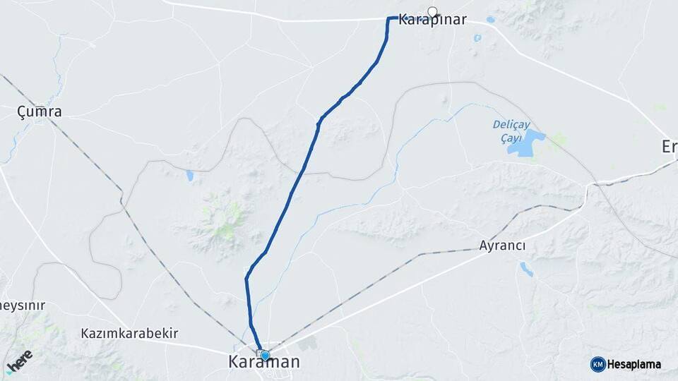Karaman Karapınar Konya Arası Kaç Km - Yol Haritası