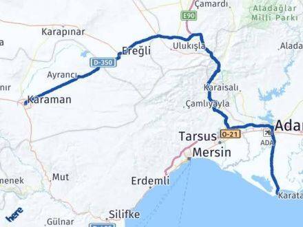 Karaman Karataş Adana Arası Kaç Km - Yol Haritası