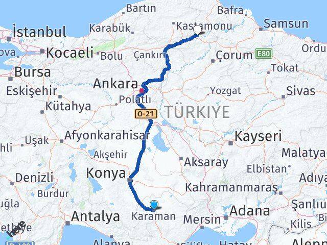 Karaman Kargı Çorum Arası Kaç Km - Yol Haritası