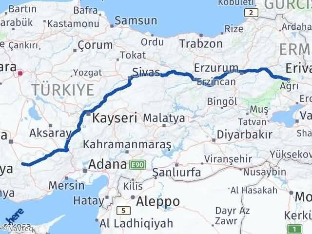 Karaman Kazımkarabekir Ağrı Arası Kaç Km - Yol Haritası