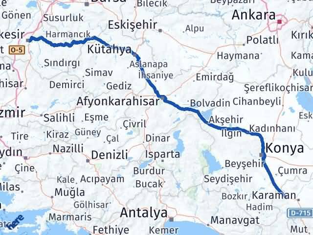Karaman Kazımkarabekir Balıkesir Arası Kaç Km - Yol Haritası