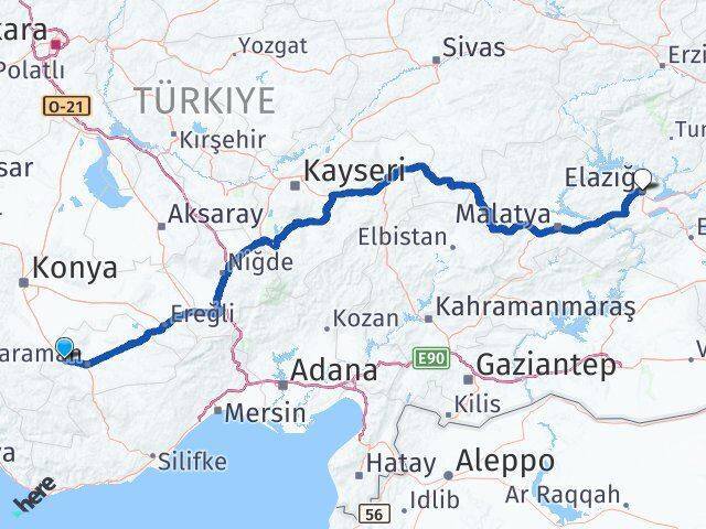 Kazımkarabekir Elazığ Arası Kaç Km - Yol Tarifi