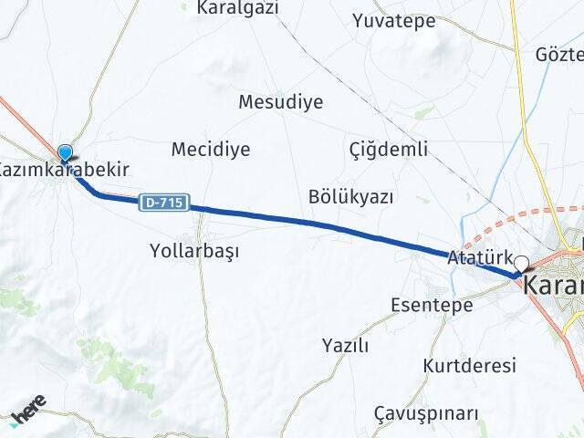Emsalhayat Karaman Otogarı Arası Kaç Km - Yol Tarifi