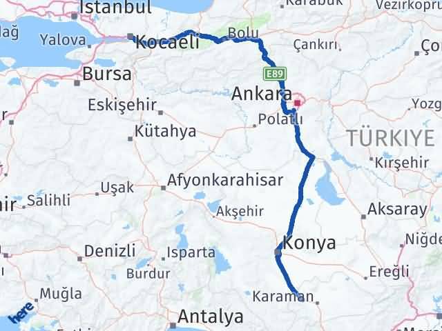Karaman Kazımkarabekir Kocaeli Arası Kaç Km - Yol Haritası
