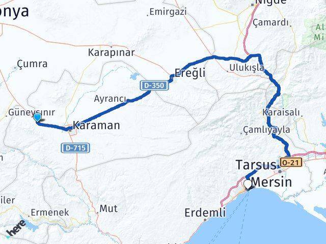 Karaman Kazımkarabekir Mersin Arası Kaç Km - Yol Haritası