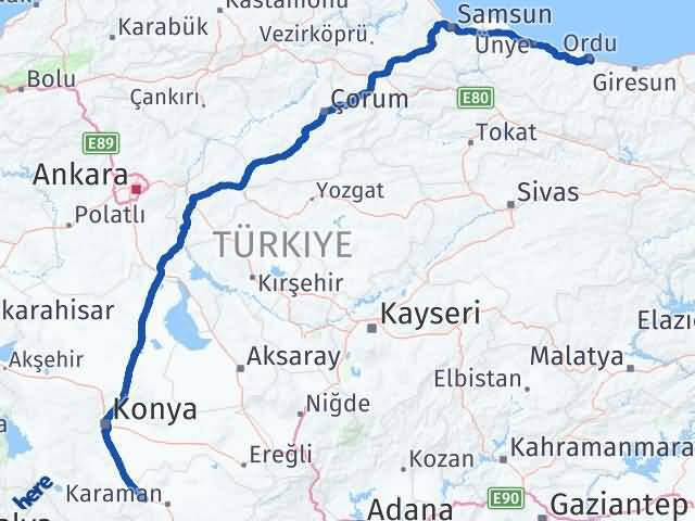 Karaman Kazımkarabekir Ordu Arası Kaç Km - Yol Haritası