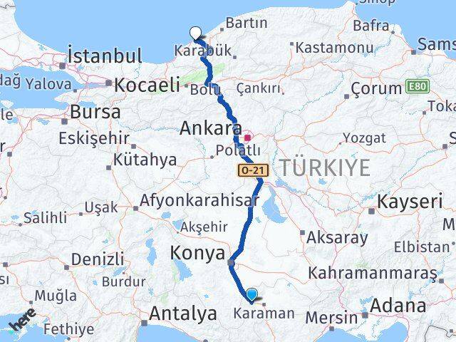 Karaman Kazımkarabekir Zonguldak Arası Kaç Km - Yol Haritası